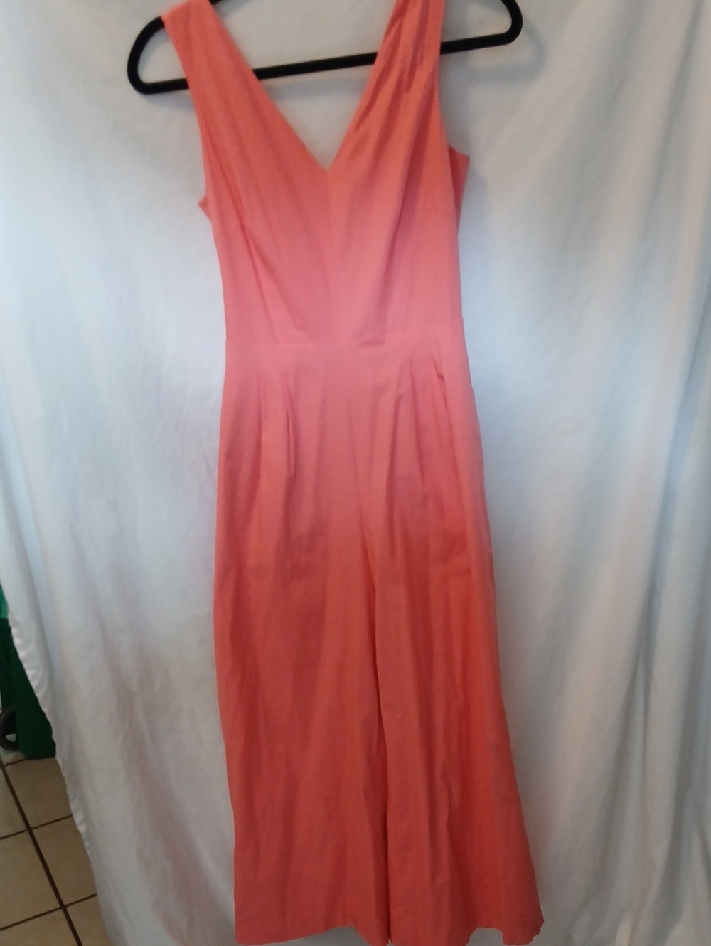 J. Crew Coral V-Neck Maxi Jumper , Open Back, Tie, Pockets
